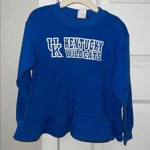 VINTAGE Paper Tag University of Kentucky Wildcats Kids Blue Ruffle Sweatshirt